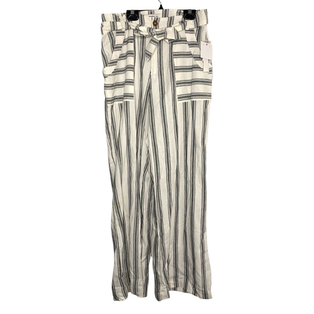 NWT O’Neill Large White/Stripe Beachy Surf Style Cotton Blend Belted Flowy Pants